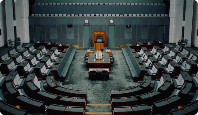Empty parliament room